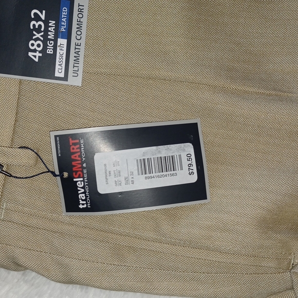 Travelsmart Roundtree & Yorke Men's sz 48x32 pleated dress pants new - Picture 3 of 6